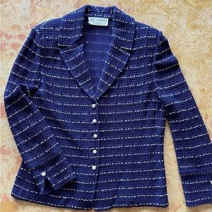 St. John Knit Dark blue jacket wit pearl buttons